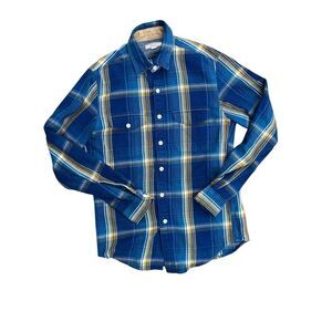 Wallace & Barnes Flannel Shirt Button Up Heavy‎ Cotton Plaid, Size Small